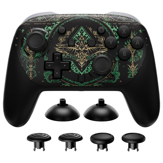 eXtremeRate Octagonal Gated Sticks Design Faceplate Shell with ThumbsGear Thumbsticks for Nintendo Switch 2 Pro Controller - Totem of Kingdom Black
