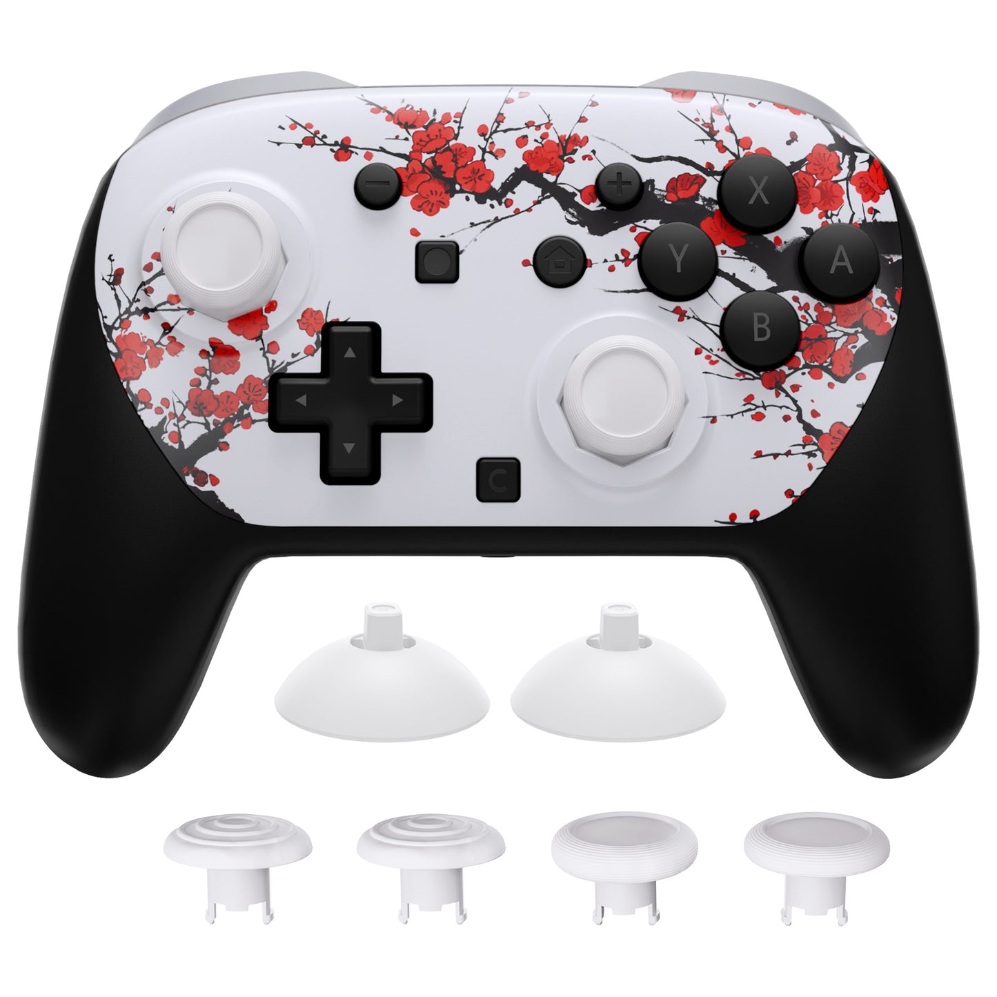 eXtremeRate Octagonal Gated Sticks Design Faceplate Shell with ThumbsGear Thumbsticks for Nintendo Switch 2 Pro Controller - Winter Blossom