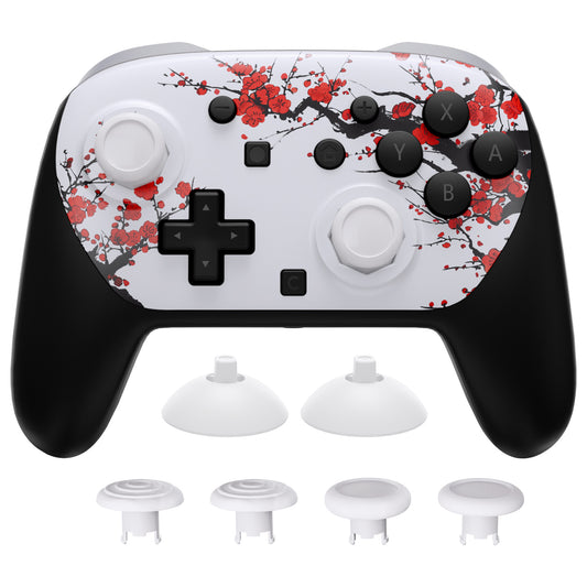 eXtremeRate Octagonal Gated Sticks Design Faceplate Shell with ThumbsGear Thumbsticks for Nintendo Switch 2 Pro Controller - Winter Blossom