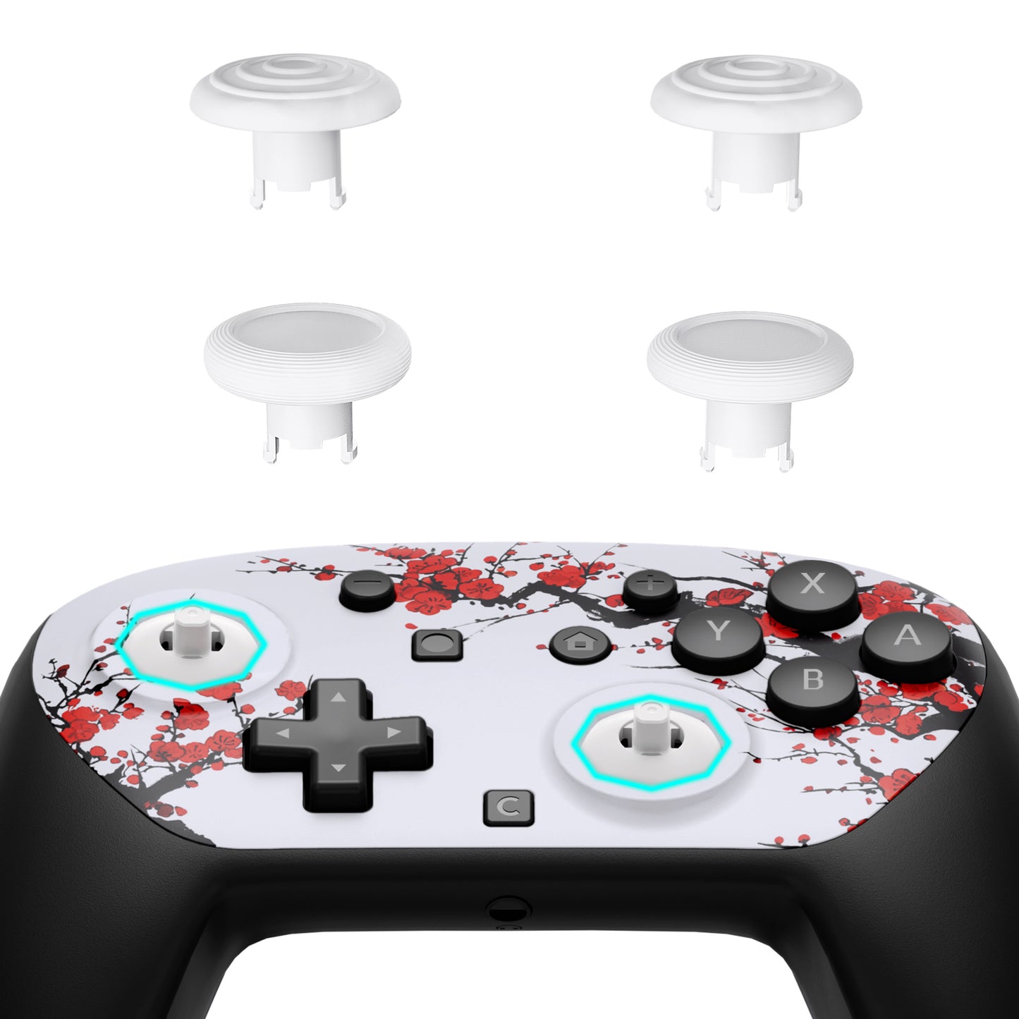 eXtremeRate Octagonal Gated Sticks Design Faceplate Shell with ThumbsGear Thumbsticks for Nintendo Switch 2 Pro Controller - Winter Blossom
