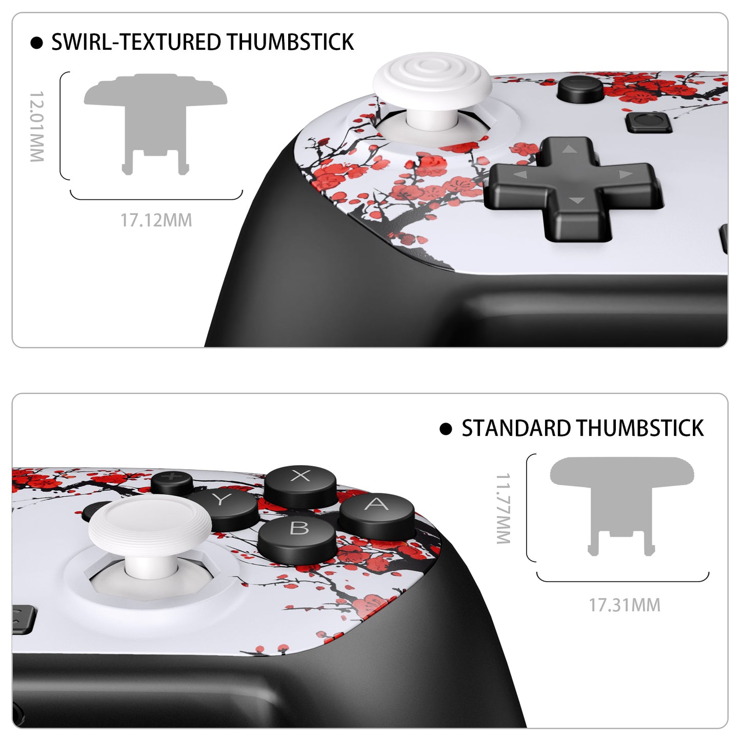 eXtremeRate Octagonal Gated Sticks Design Faceplate Shell with ThumbsGear Thumbsticks for Nintendo Switch 2 Pro Controller - Winter Blossom