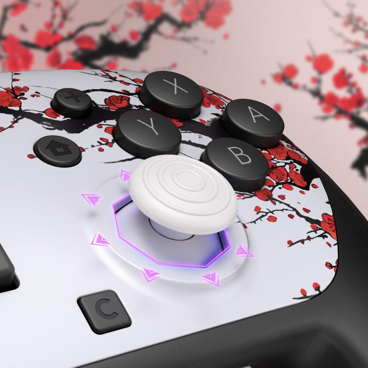 eXtremeRate Octagonal Gated Sticks Design Faceplate Shell with ThumbsGear Thumbsticks for Nintendo Switch 2 Pro Controller - Winter Blossom