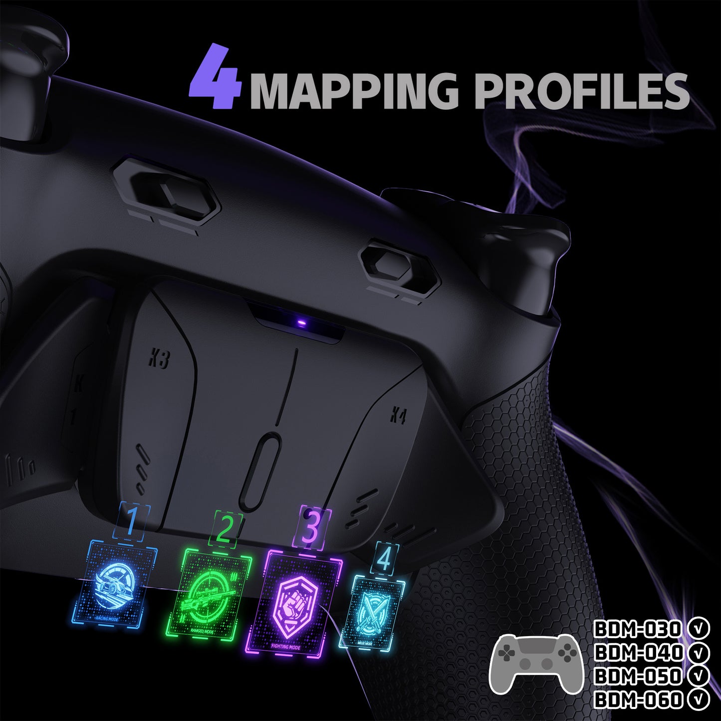 eXtremeRate RISE4 Plus MAX Back Paddles Kit with Clicky Trigger Stops & Rubberized Grip for PS5 Controller BDM-030/040/050/060 - Black