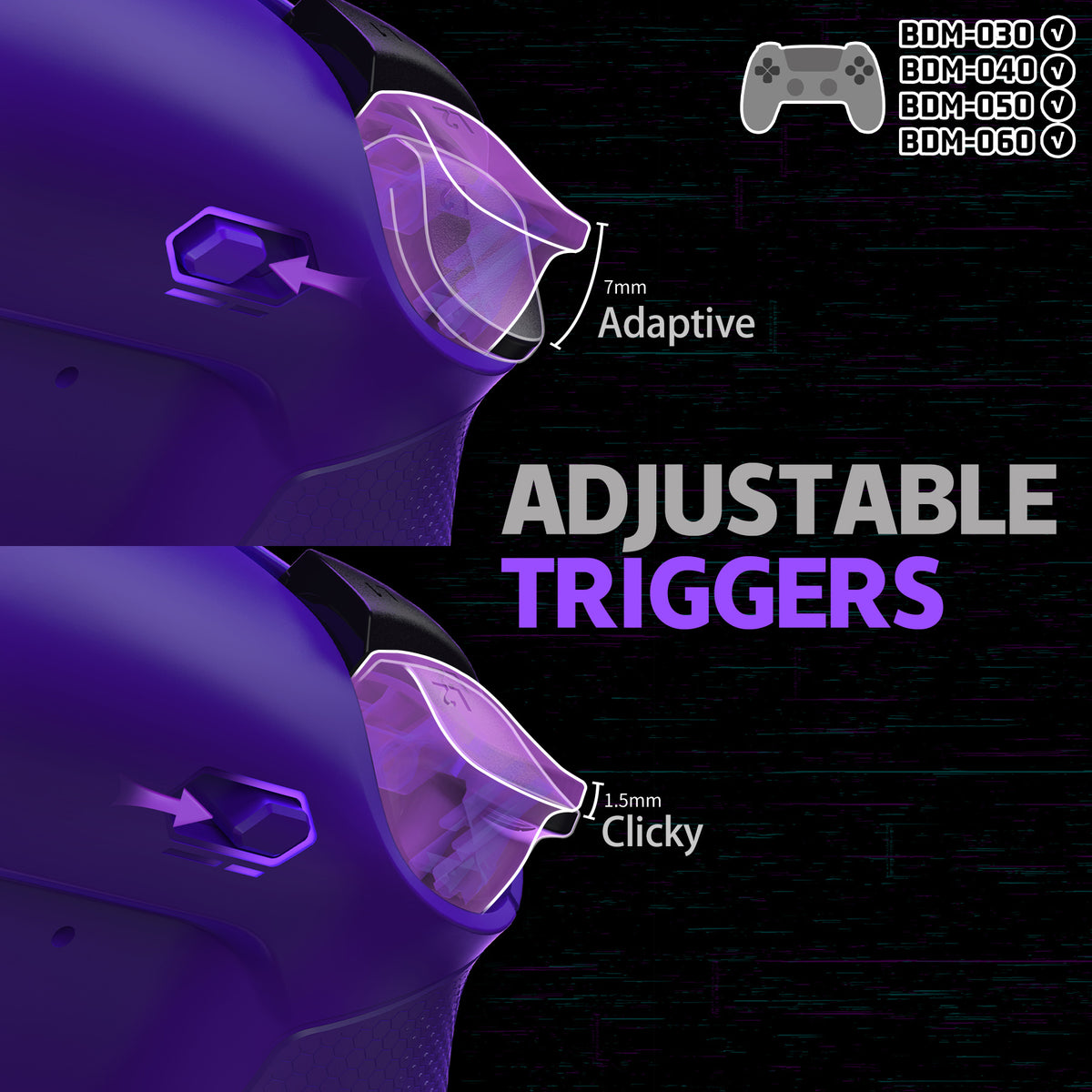 eXtremeRate RISE4 Plus MAX Back Paddles Kit with Clicky Trigger Stops & Rubberized Grip for PS5 Controller BDM-030/040/050/060 - Galactic Purple