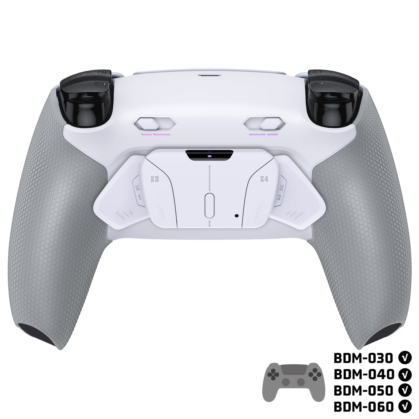 eXtremeRate RISE4 Plus MAX Back Paddles Kit with Clicky Trigger Stops & Rubberized Grip for PS5 Controller BDM-030/040/050/060 - White Gray