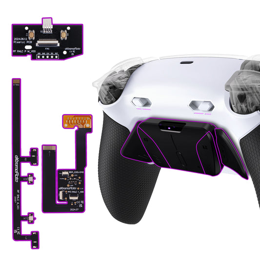 eXtremeRate RISE4 Plus MAX Back Paddles Kit with Clicky Trigger Stops & Rubberized Grip for PS5 Controller BDM-030/040/050/060 - White Black - Black