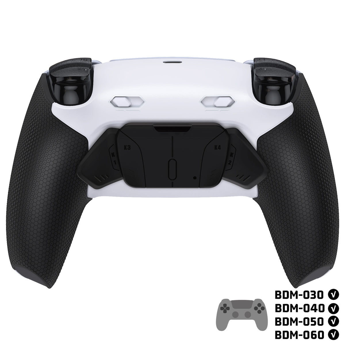 eXtremeRate RISE4 Plus MAX Back Paddles Kit with Clicky Trigger Stops & Rubberized Grip for PS5 Controller BDM-030/040/050/060 - White Black - Black