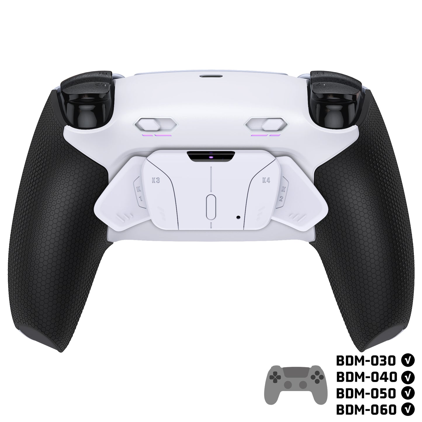 eXtremeRate RISE4 Plus MAX Back Paddles Kit with Clicky Trigger Stops & Rubberized Grip for PS5 Controller BDM-030/040/050/060 - White Black - White