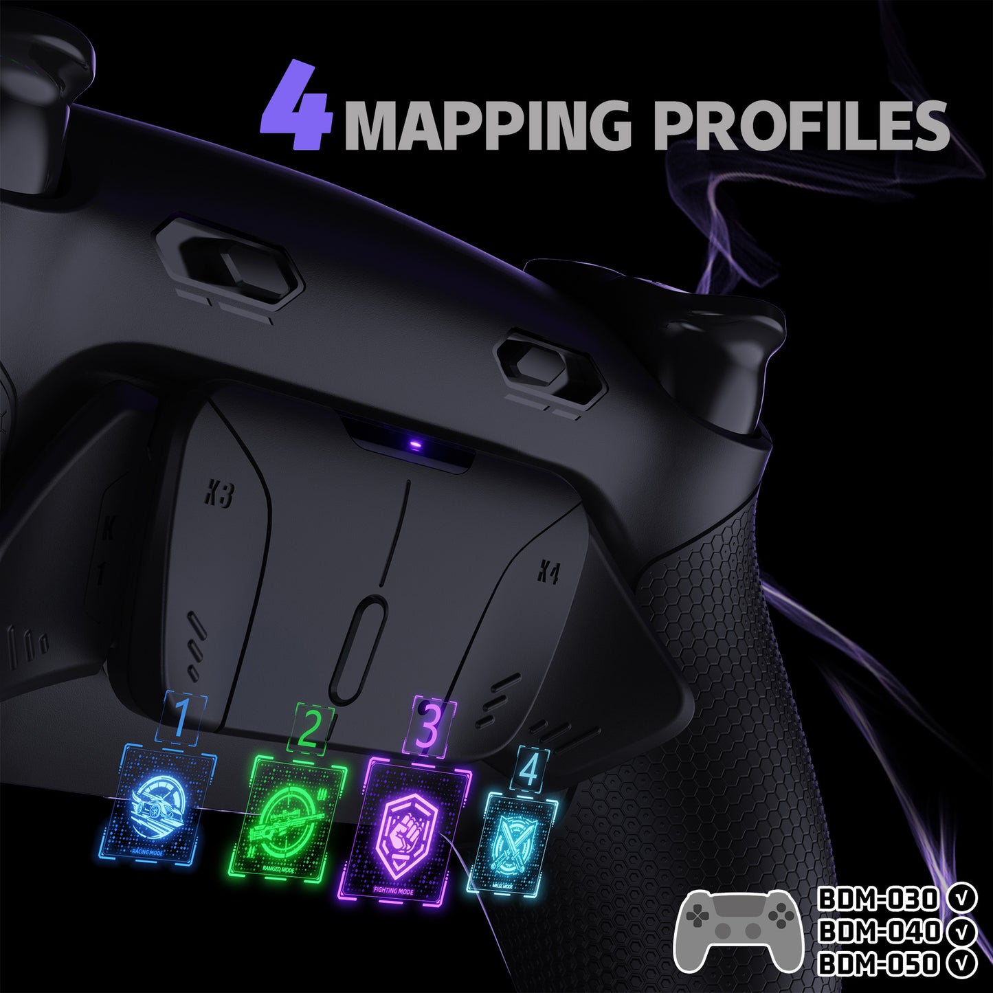 eXtremeRate RISE4 Plus MAX Back Paddles Kit with Clicky Trigger Stops & Rubberized Grip for PS5 Controller BDM-030/040/050 - Black