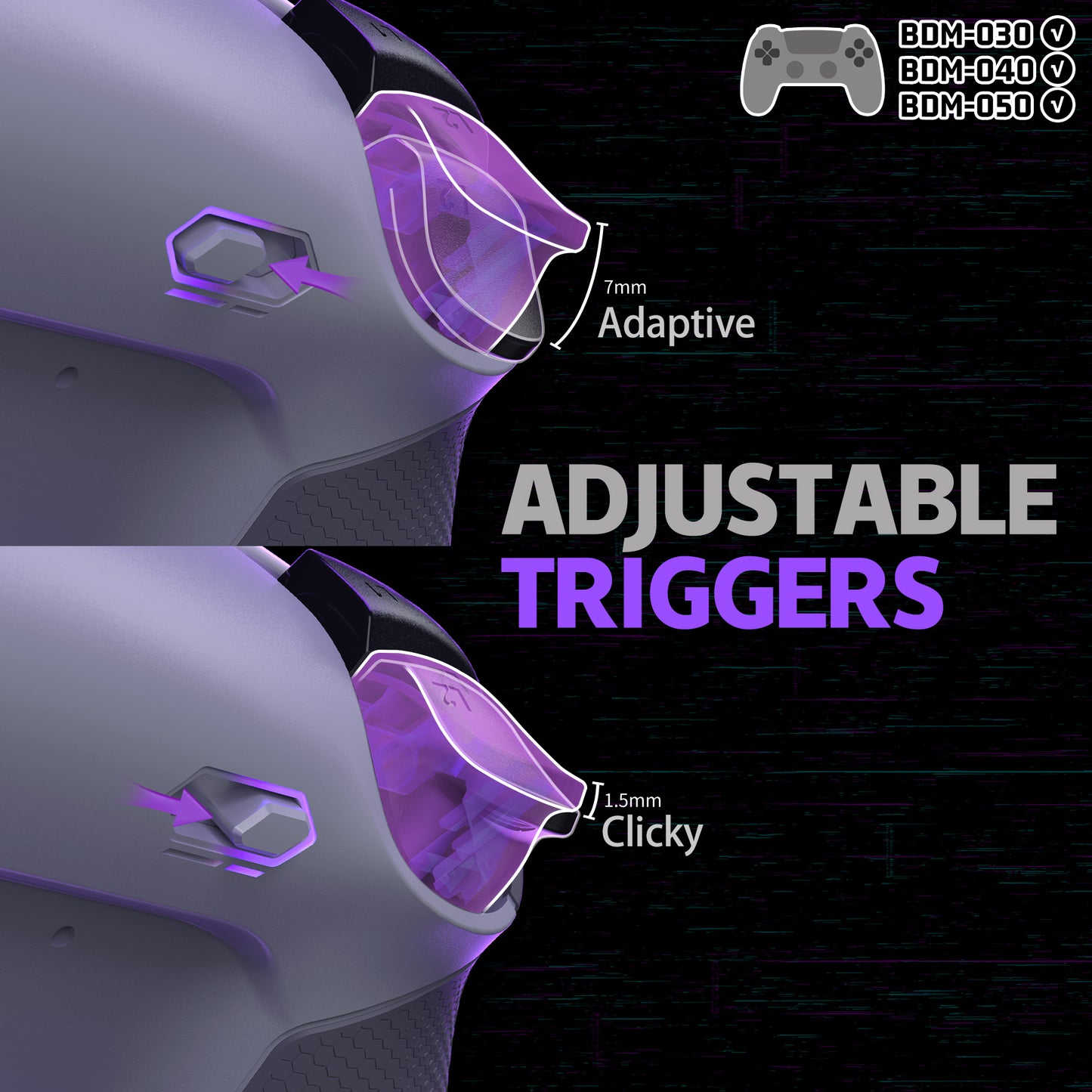 eXtremeRate RISE4 Plus MAX Back Paddles Kit with Clicky Trigger Stops & Rubberized Grip for PS5 Controller BDM-030/040/050 - New Hope Gray & Classic Gray