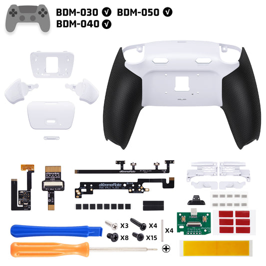 eXtremeRate RISE Plus MAX Back Paddles Kit with Clicky Trigger Stops & Rubberized Grip for PS5 Controller BDM-030/040/050 - White Black - White