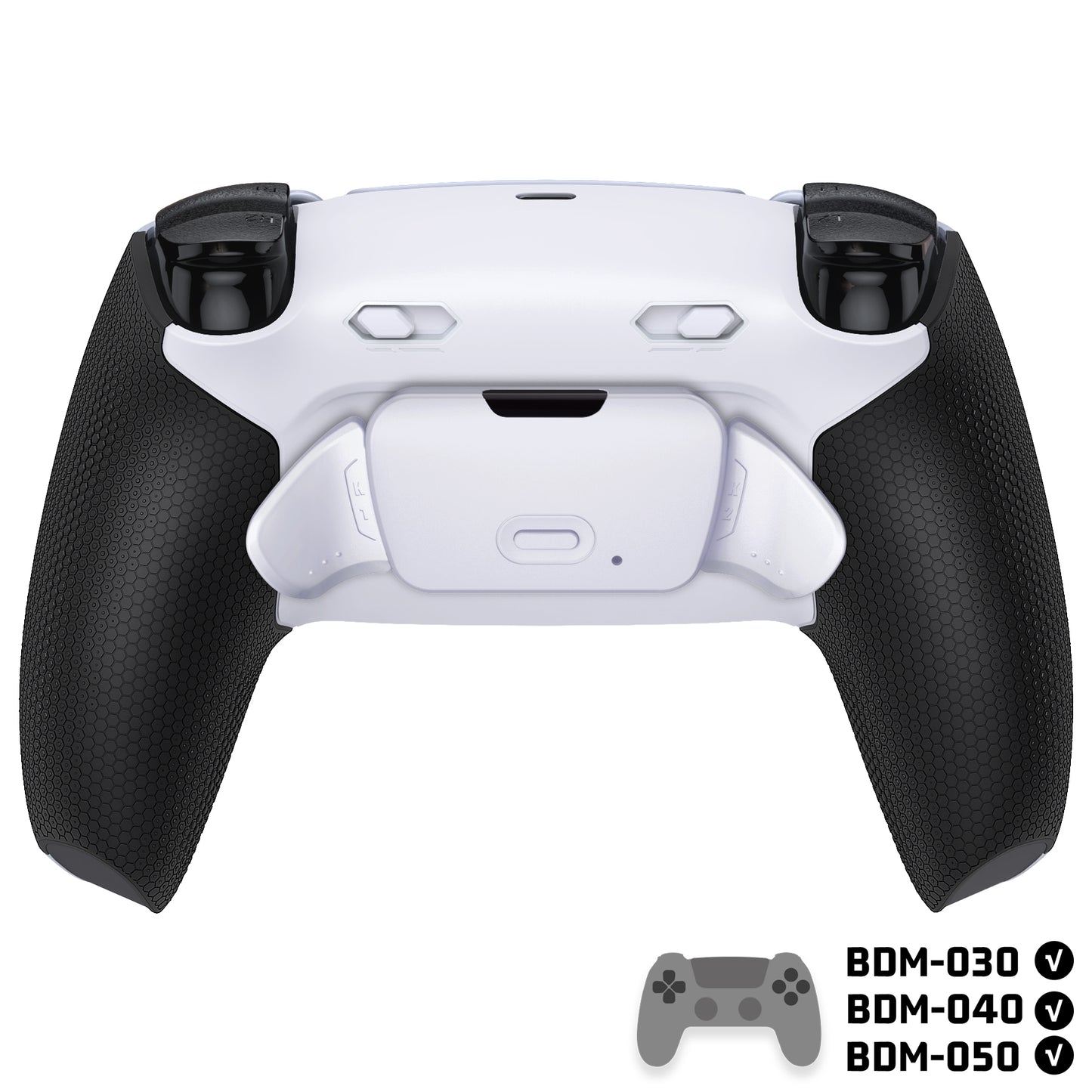 eXtremeRate RISE Plus MAX Back Paddles Kit with Clicky Trigger Stops & Rubberized Grip for PS5 Controller BDM-030/040/050 - White Black - White