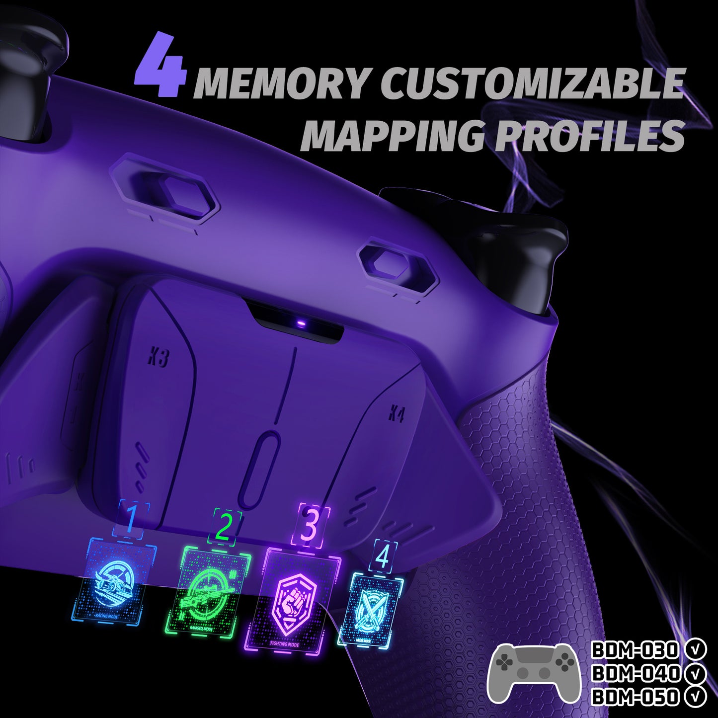 eXtremeRate RISE4 Plus MAX Back Paddles Kit with Clicky Trigger Stops & Rubberized Grip for PS5 Controller BDM-030/040/050 - Galactic Purple