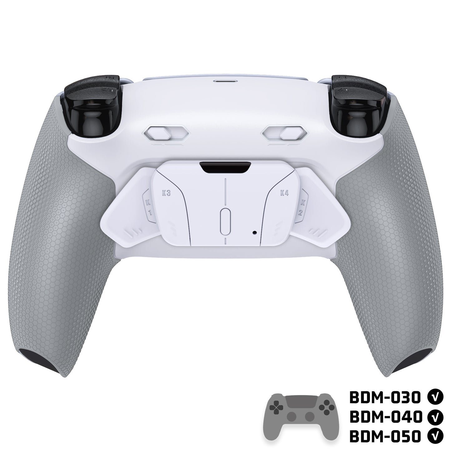 eXtremeRate RISE4 Plus MAX Back Paddles Kit with Clicky Trigger Stops & Rubberized Grip for PS5 Controller BDM-030/040/050 - White Gray