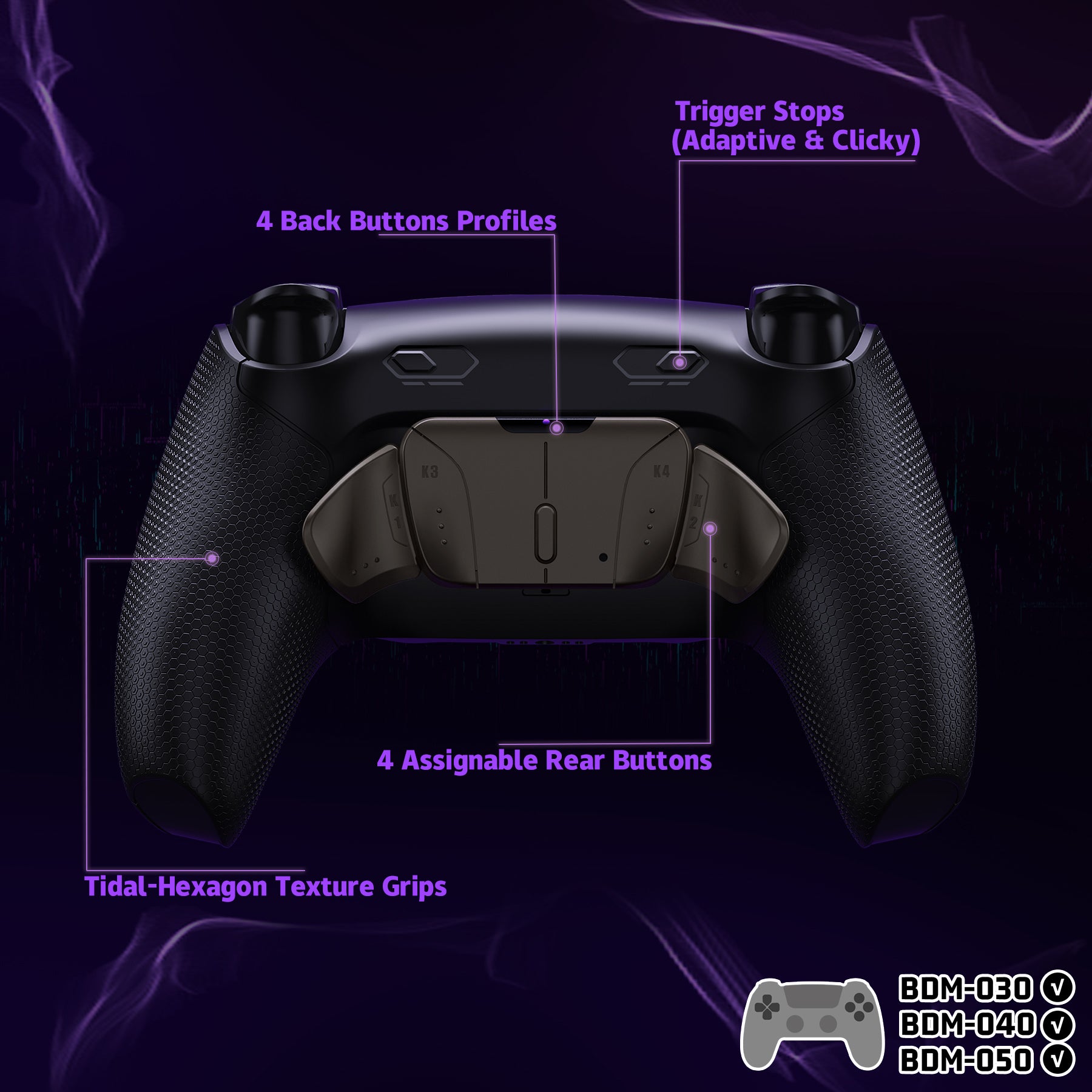 eXtremeRate Real Metal Buttons (RMB) Version RISE4 Plus MAX Back