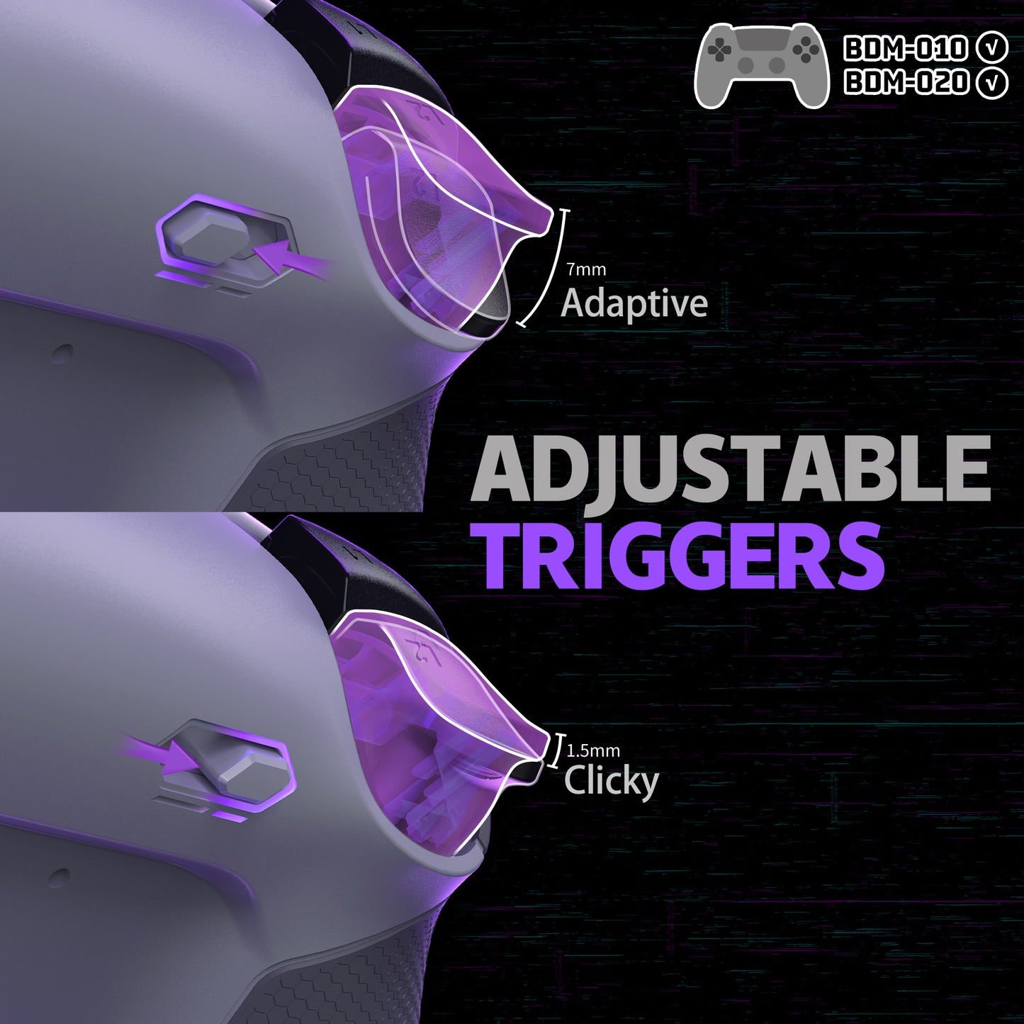 eXtremeRate RISE Plus MAX Back Paddles Kit with Clicky Trigger Stops & Rubberized Grip for PS5 Controller BDM-010/020 - New Hope Gray & Classic Gray