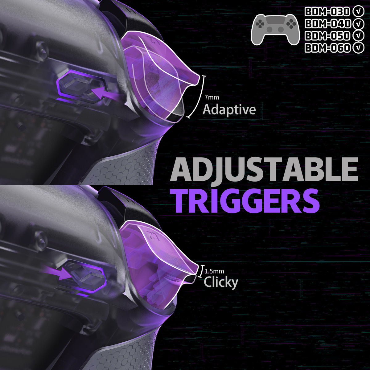 eXtremeRate RISE Plus MAX Back Paddles Kit with Clicky Trigger Stops & Rubberized Grip for PS5 Controller BDM-030/040/050/060 - Clear & Gray
