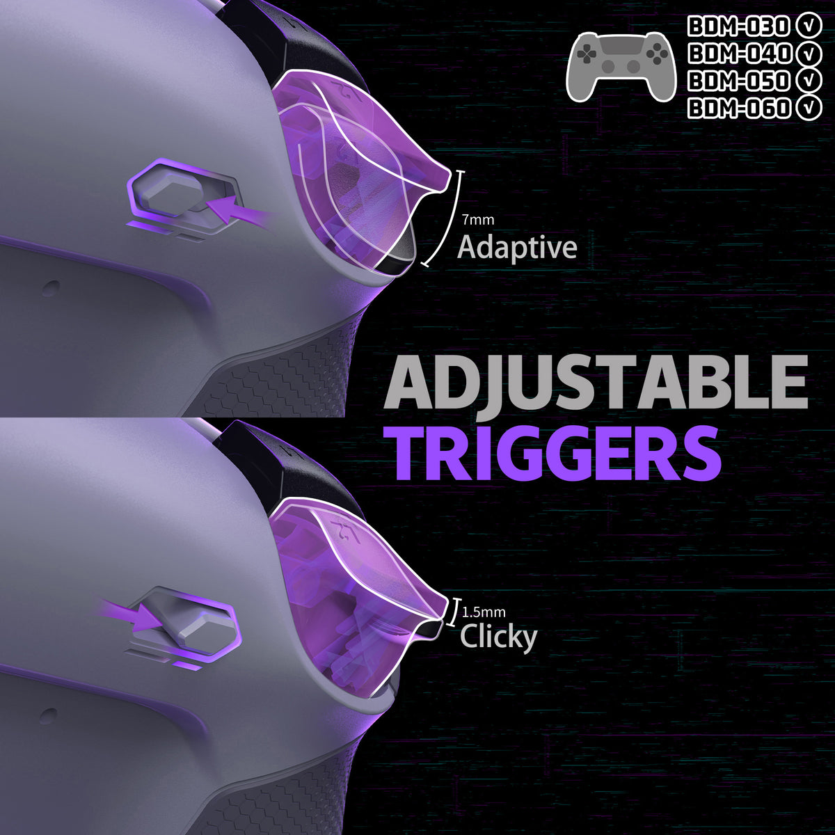 eXtremeRate RISE Plus MAX Back Paddles Kit with Clicky Trigger Stops & Rubberized Grip for PS5 Controller BDM-030/040/050/060 - New Hope Gray & Classic Gray