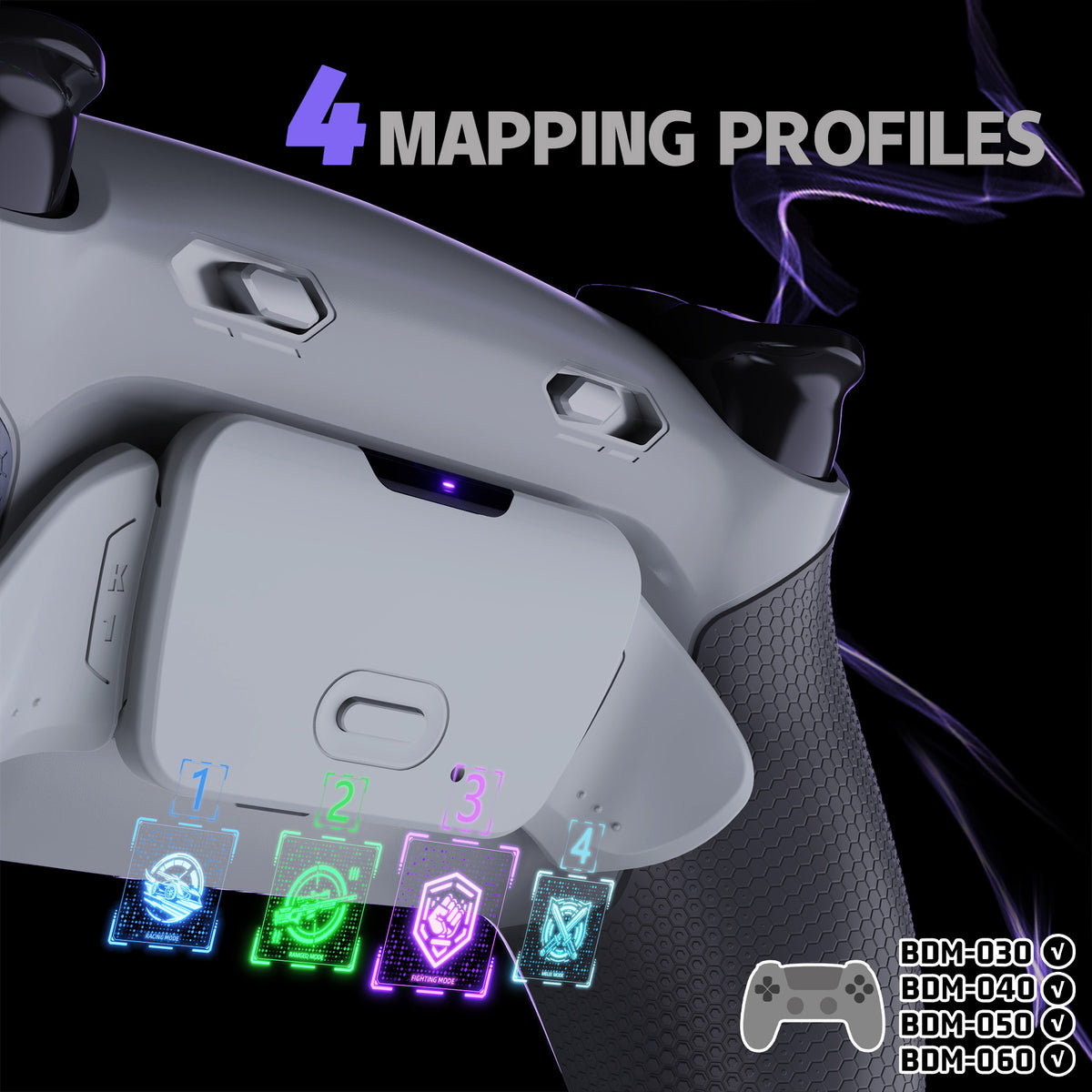 eXtremeRate RISE Plus MAX Back Paddles Kit with Clicky Trigger Stops & Rubberized Grip for PS5 Controller BDM-030/040/050/060 - New Hope Gray & Classic Gray