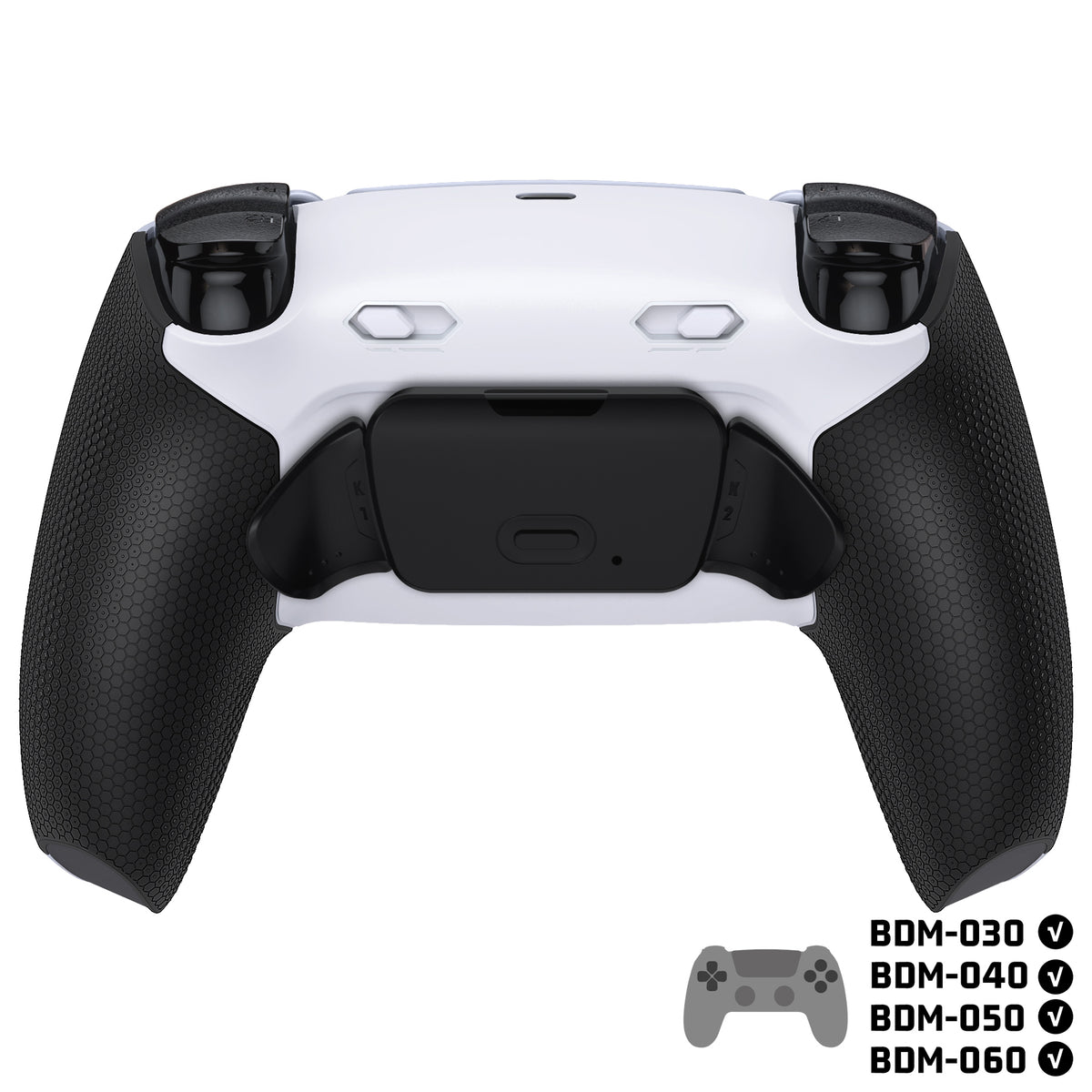 eXtremeRate RISE Plus MAX Back Paddles Kit with Clicky Trigger Stops & Rubberized Grip for PS5 Controller BDM-030/040/050/060 - White Black - Black