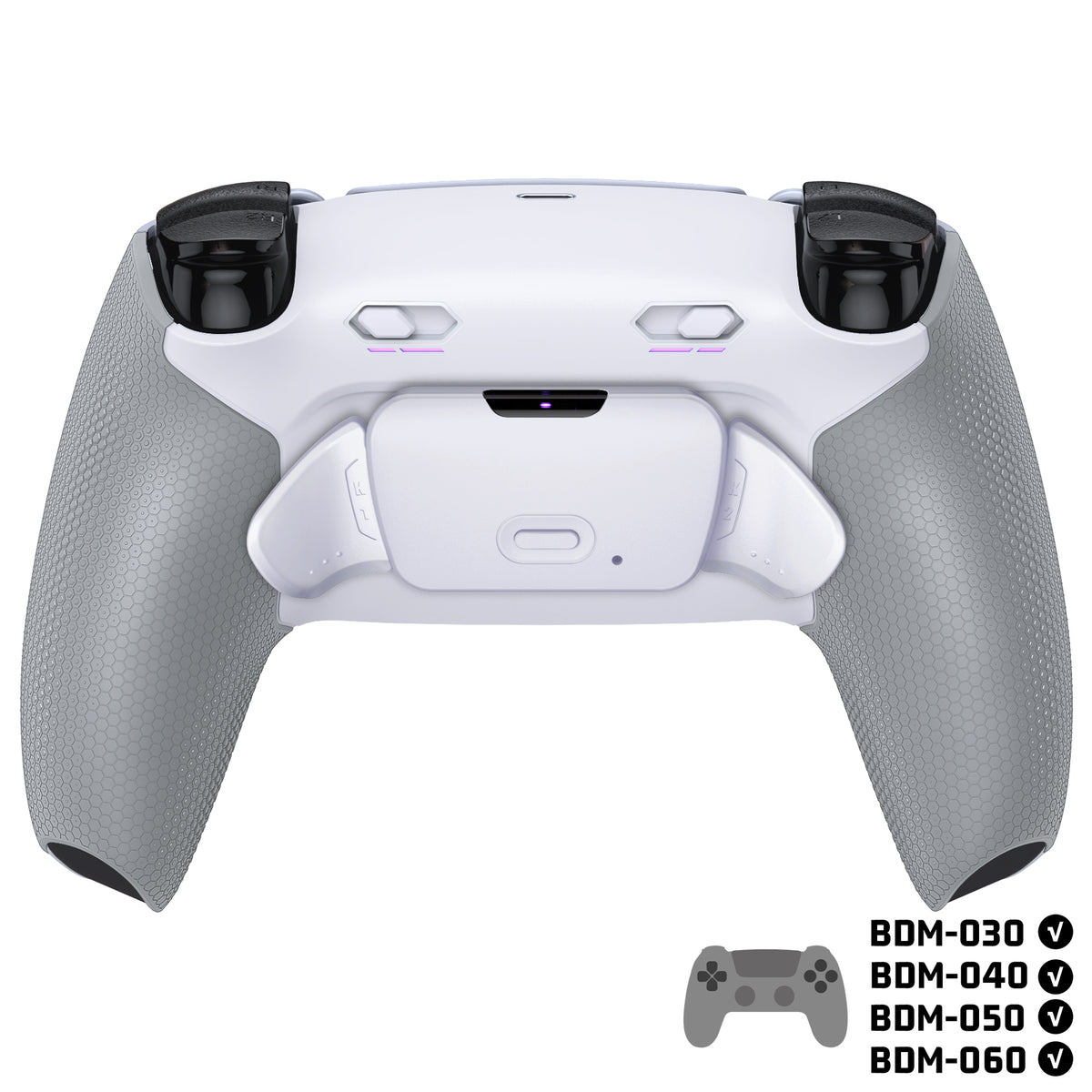 eXtremeRate RISE Plus MAX Back Paddles Kit with Clicky Trigger Stops & Rubberized Grip for PS5 Controller BDM-030/040/050/060 - White Gray