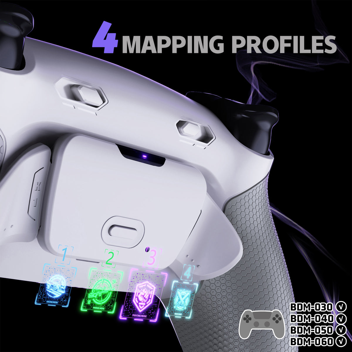 eXtremeRate RISE Plus MAX Back Paddles Kit with Clicky Trigger Stops & Rubberized Grip for PS5 Controller BDM-030/040/050/060 - White Gray
