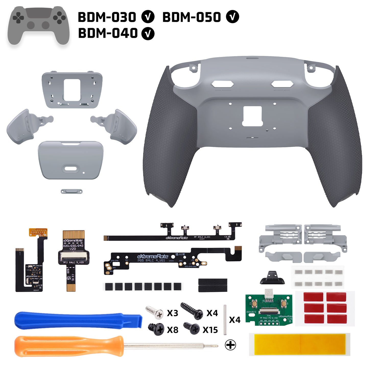 eXtremeRate RISE Plus MAX Back Paddles Kit with Clicky Trigger Stops & Rubberized Grip for PS5 Controller BDM-030/040/050 - New Hope Gray & Classic Gray