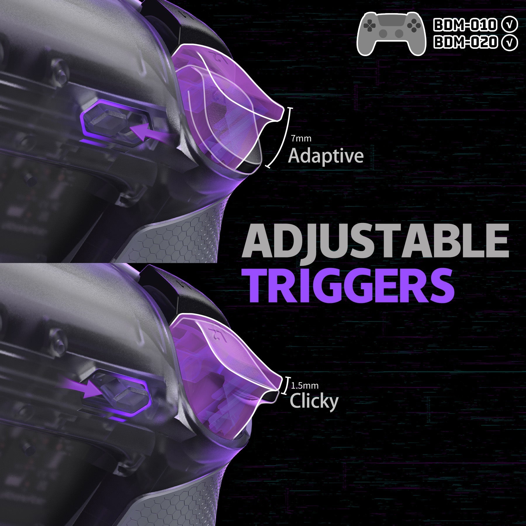 eXtremeRate RISE Plus MAX Back Paddles Kit with Clicky Trigger Stops & Rubberized Grip for PS5 Controller BDM-010/020 - Rubberized Clear & Gray eXtremeRate