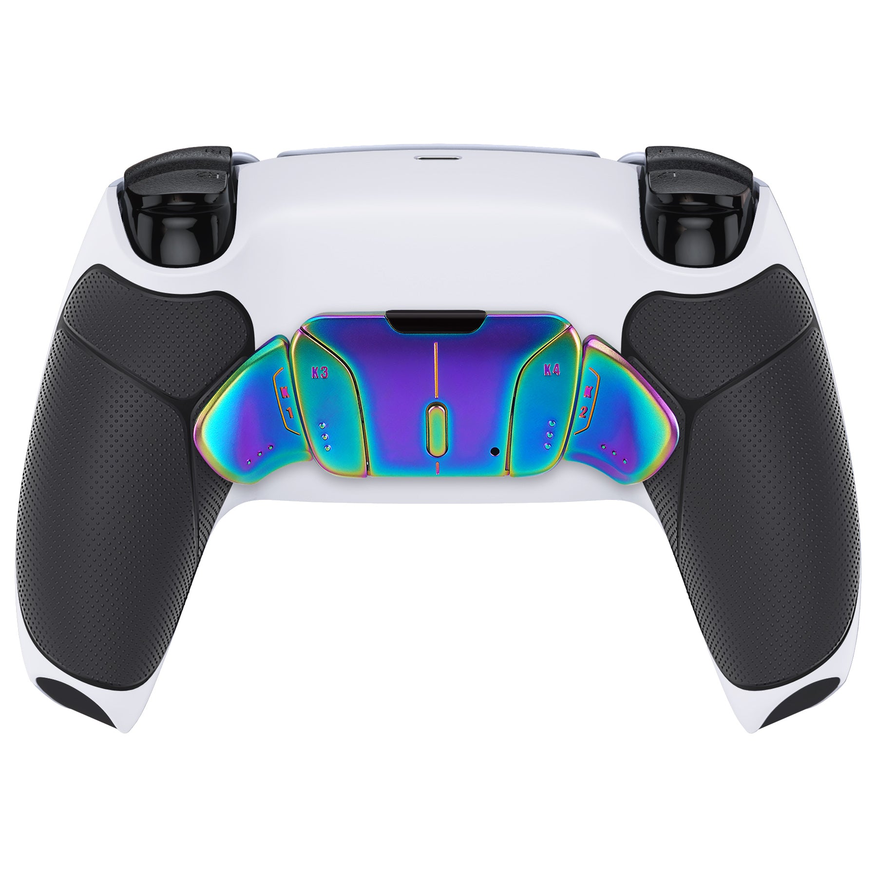eXtremeRate Rainbow Aura Blue & Purple Real Metal Buttons (RMB) Version RISE4 Remap Kit for PS5 Controller BDM-010/020 - Rubberized White Black eXtremeRate