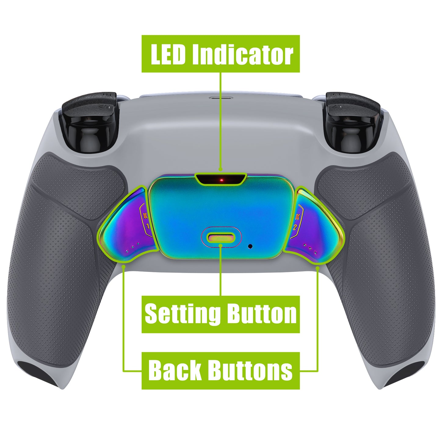 eXtremeRate Rainbow Aura Blue & Purple Real Metal Buttons (RMB) Version RISE V3 Remap Kit for PS5 Controller BDM-030/040/050 - Rubberized New Hope Gray & Classic Gray