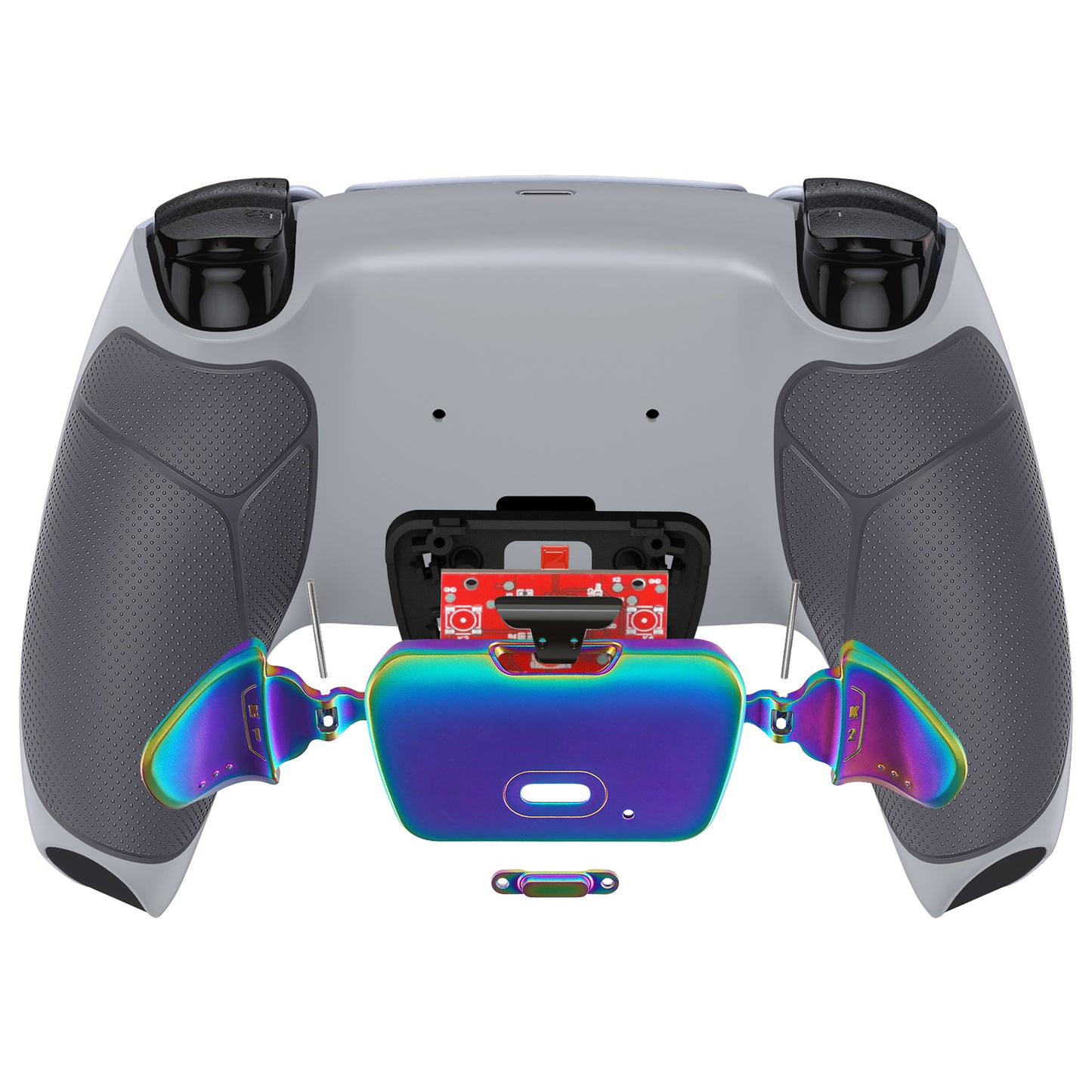 eXtremeRate Rainbow Aura Blue & Purple Real Metal Buttons (RMB) Version RISE V3 Remap Kit for PS5 Controller BDM-030/040/050 - Rubberized New Hope Gray & Classic Gray