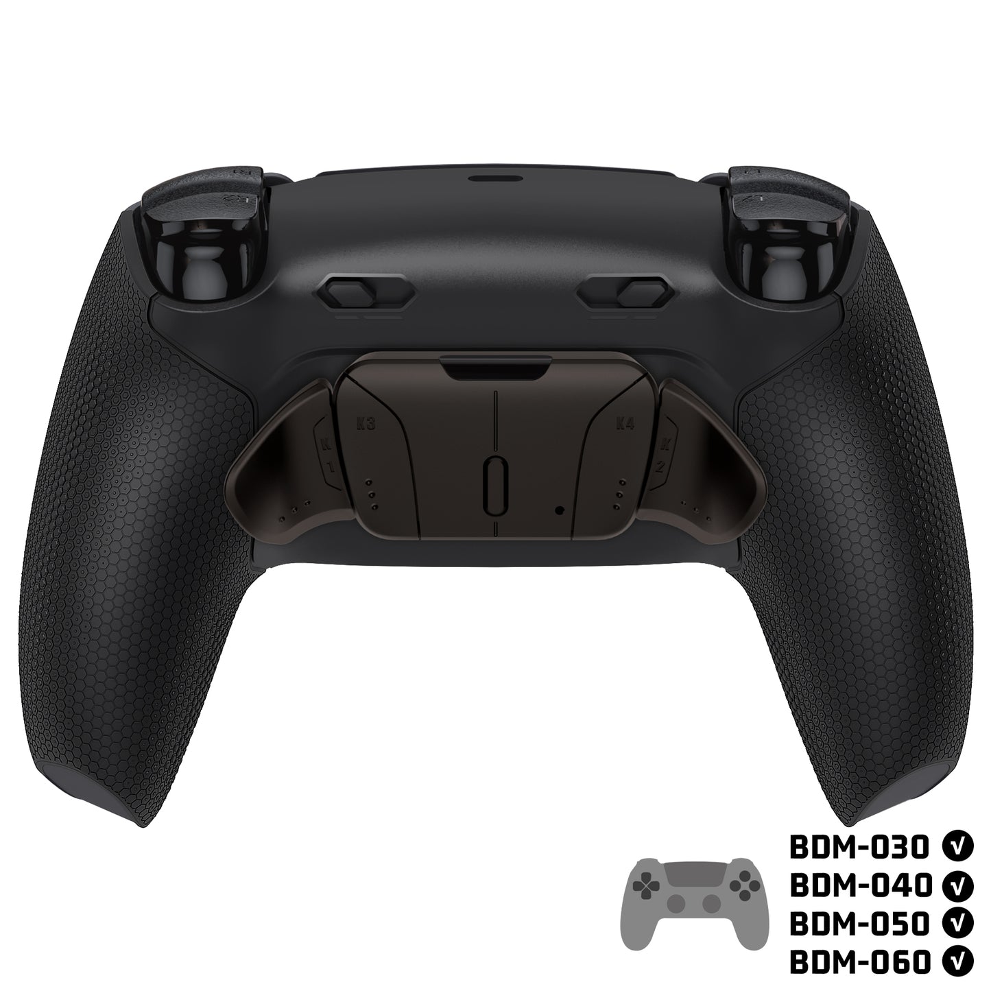eXtremeRate Real Metal Buttons (RMB) Version RISE4 Plus MAX Back Paddles Kit with Clicky Trigger Stops & Rubberized Grip for PS5 Controller BDM-030/040/050/060 - Black