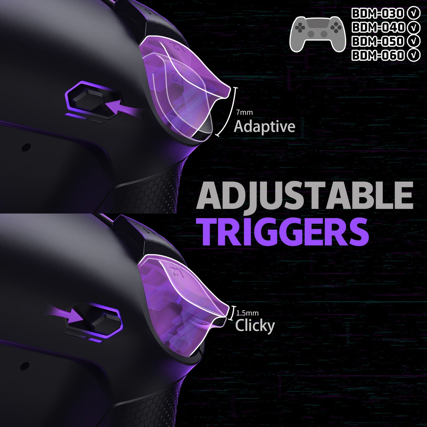 eXtremeRate Real Metal Buttons (RMB) Version RISE4 Plus MAX Back Paddles Kit with Clicky Trigger Stops & Rubberized Grip for PS5 Controller BDM-030/040/050/060 - Black