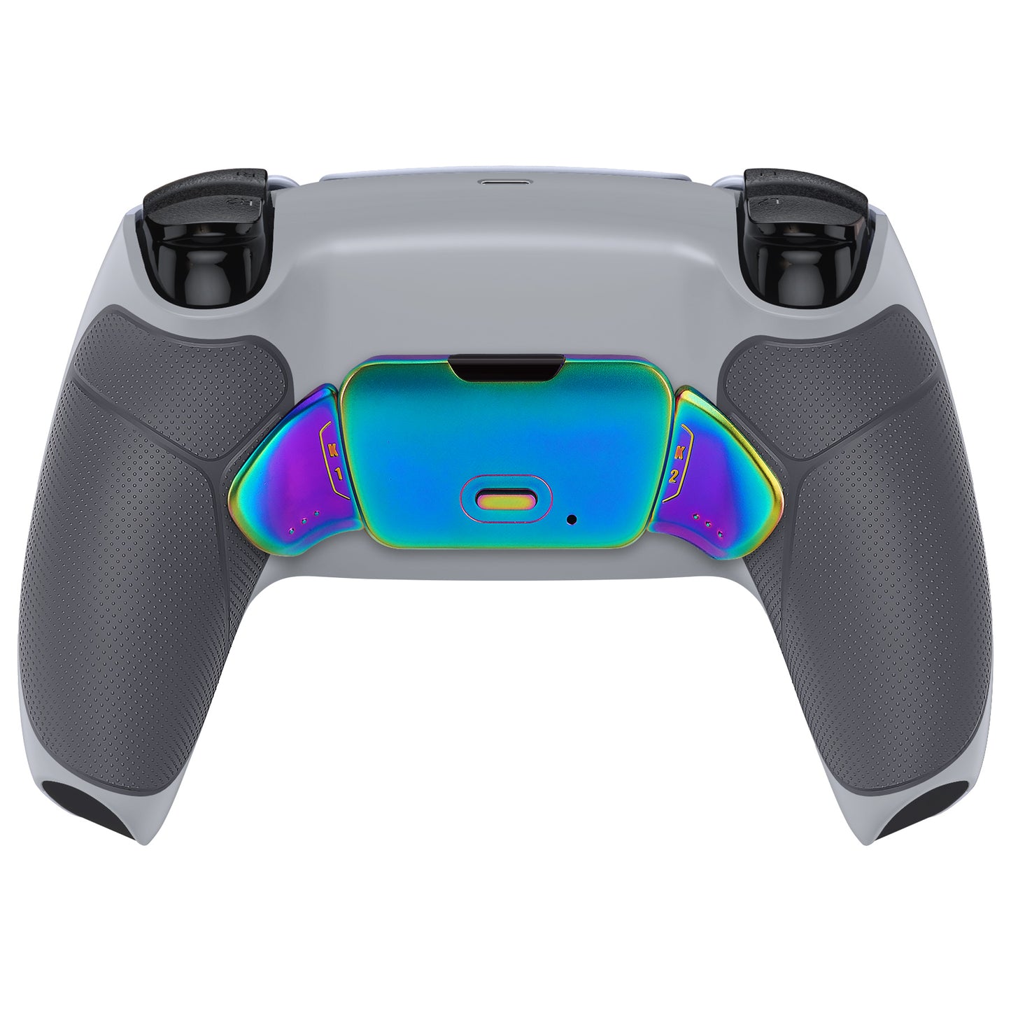 eXtremeRate Real Metal Buttons (RMB) Version RISE 2.0 Remap Kit for PS5 Controller BDM-010/020 - Rubberized New Hope Gray & Classic Gray - Rainbow Aura Blue & Purple eXtremeRate
