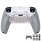 eXtremeRate Real Metal Buttons (RMB) Version RISE4 Plus MAX Back Paddles Kit with Clicky Trigger Stops & Rubberized Grip for PS5 Controller BDM-030/040/050/060 - White Gray - Silver