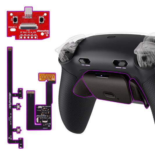 eXtremeRate Real Metal Buttons (RMB) Version RISE Plus MAX Back Paddles Kit with Clicky Trigger Stops & Rubberized Grip for PS5 Controller BDM-030/040/050/060 - Black