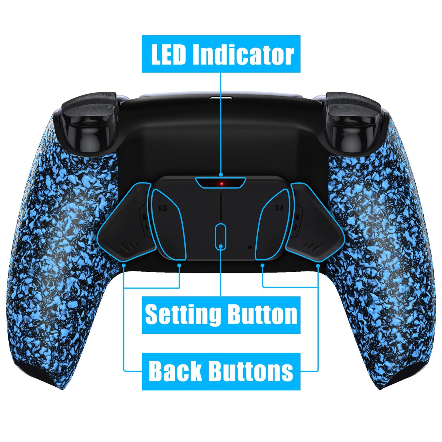 eXtremeRate Remappable RISE4 V3 Remap Kit for PS5 Controller BDM-030/040/050 - Textured Blue