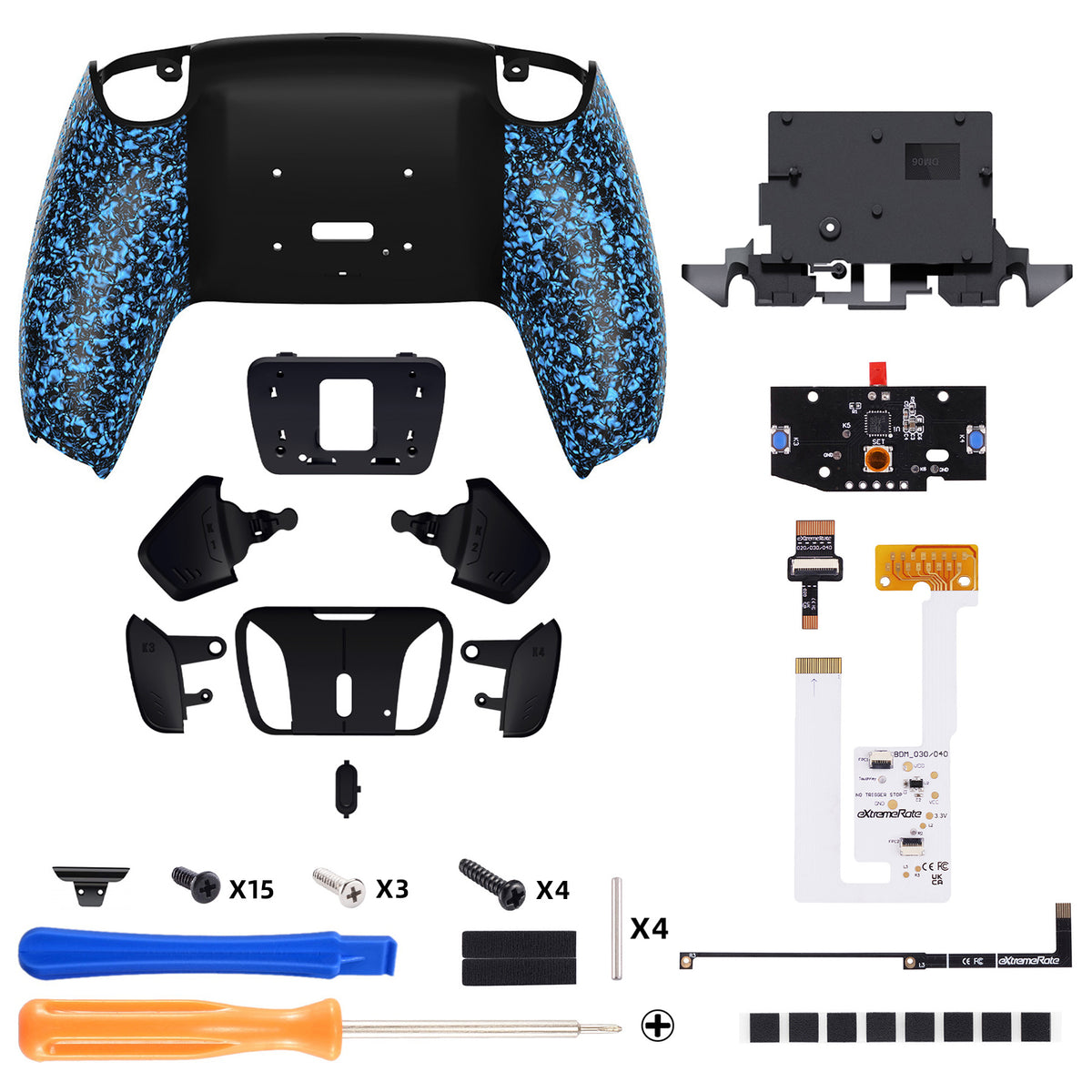 eXtremeRate Remappable RISE4 V4 Remap Kit for PS5 Controller BDM-030/040/050/060 - Textured Blue