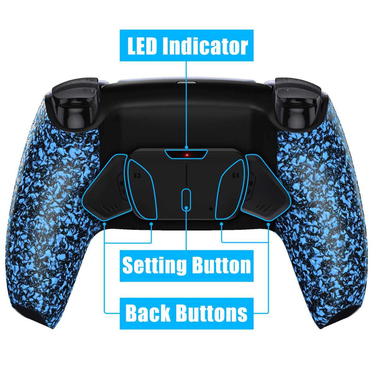 eXtremeRate Remappable RISE4 V4 Remap Kit for PS5 Controller BDM-030/040/050/060 - Textured Blue