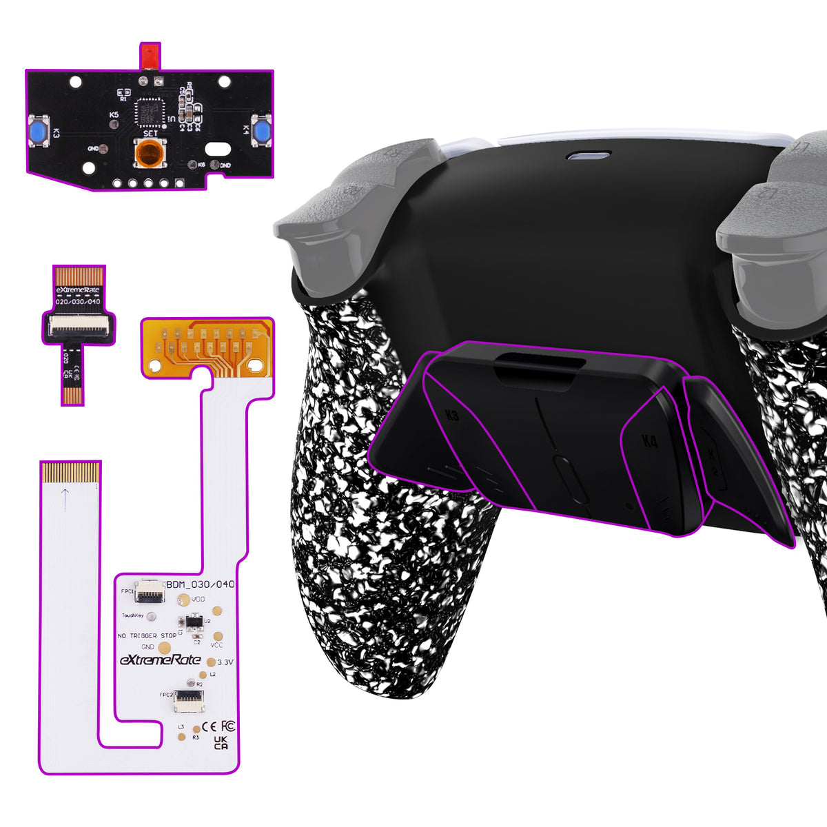 eXtremeRate Remappable RISE4 V4 Remap Kit for PS5 Controller BDM-030/040/050/060 - Textured White