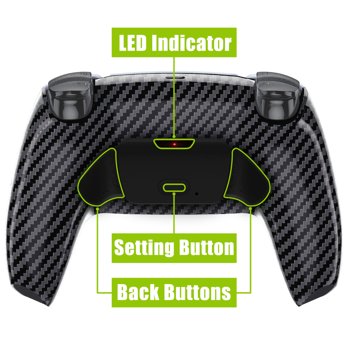 eXtremeRate Remappable RISE V4 Remap Kit for PS5 Controller BDM-030/040/050/060 - Graphite Carbon Fiber Pattern