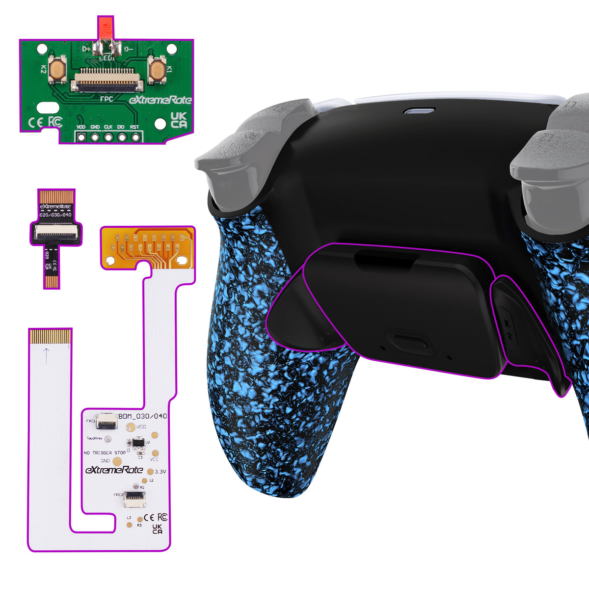 eXtremeRate Remappable RISE V4 Remap Kit for PS5 Controller BDM-030/040/050/060 - Textured Blue