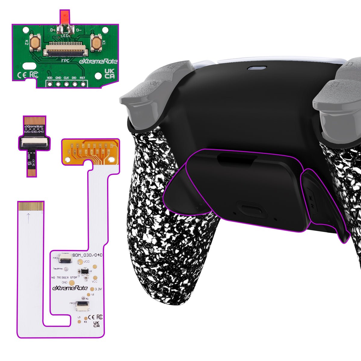 eXtremeRate Remappable RISE V4 Remap Kit for PS5 Controller BDM-030/040/050/060 - Textured White