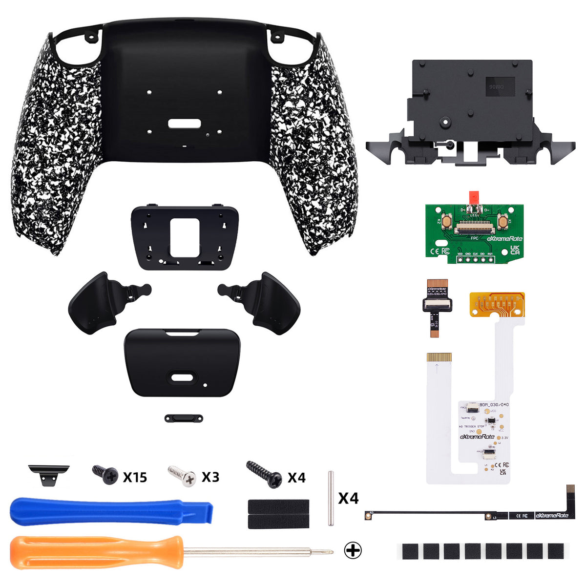 eXtremeRate Remappable RISE V4 Remap Kit for PS5 Controller BDM-030/040/050/060 - Textured White