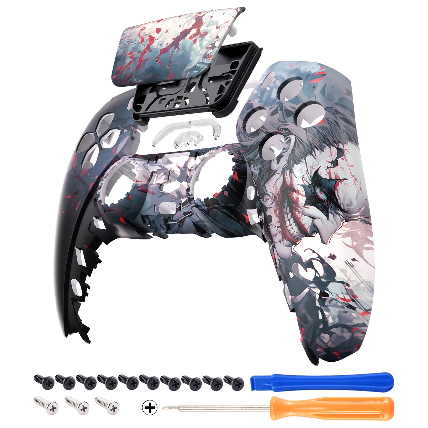 eXtremeRate Replacement Front Housing Shell with Touchpad Compatible with PS5 Controller BDM-010/020/030/040/050 - Killing Clown
