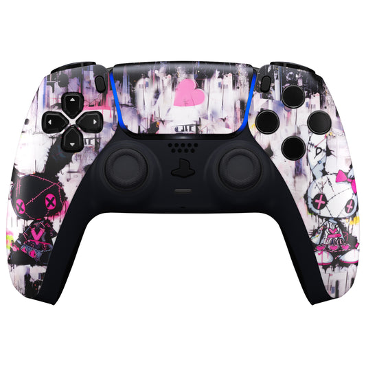 eXtremeRate Replacement Front Housing Shell with Touchpad Compatible with PS5 Controller BDM-010/020/030/040/050 - Lovely Punky Bunny