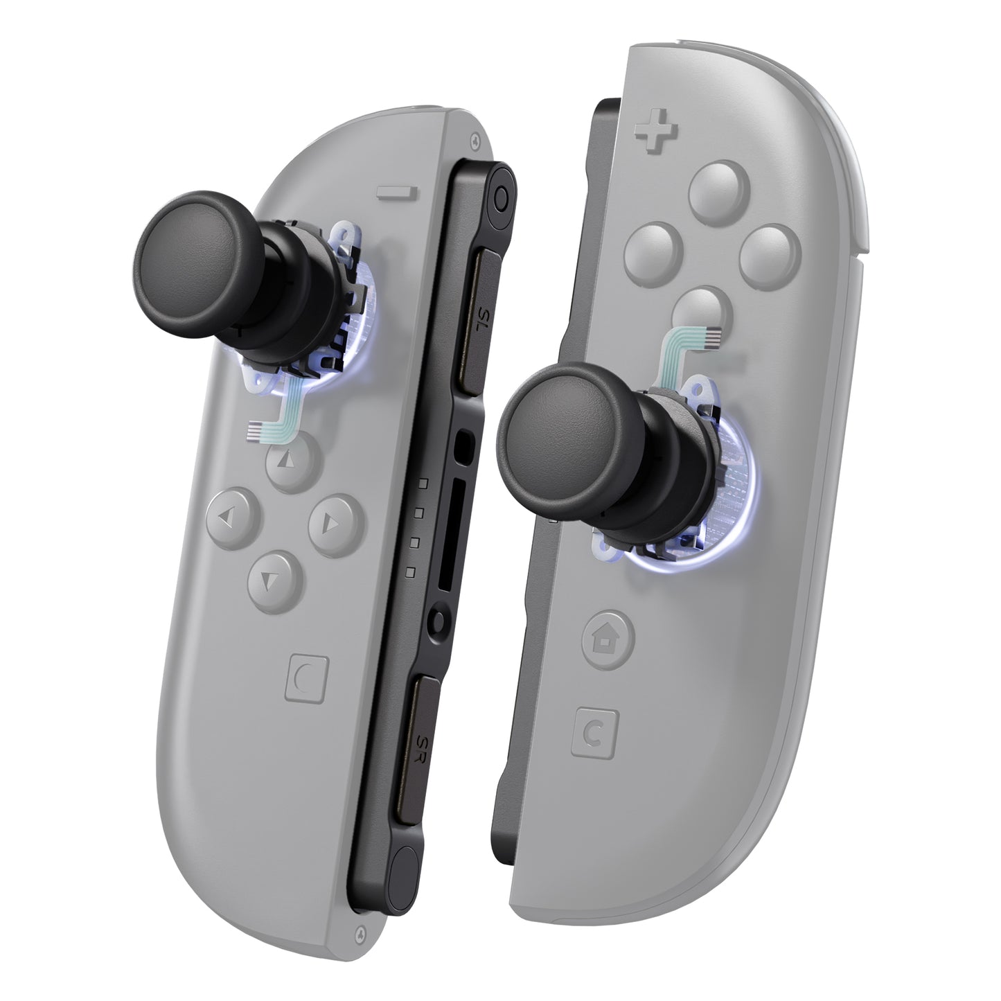 eXtremeRate Replacement 3D Joystick & Thumb Grips & Side Rail Shell Buttons for Nintendo Switch 2 JoyCon - Black
