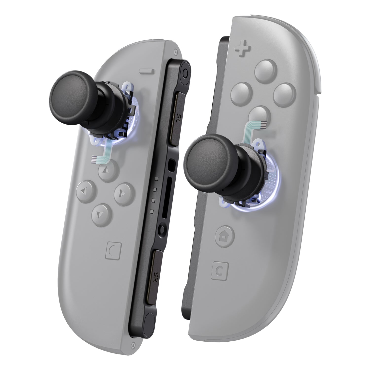 Replacement 3D Joystick & Thumb Grips & Side Rail Shell Buttons for Joycon of Nintendo Switch 2
