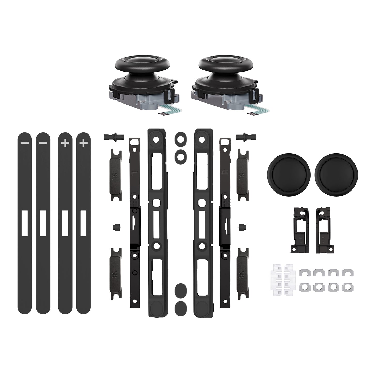 eXtremeRate Replacement 3D Joystick & Thumb Grips & Side Rail Shell Buttons for Nintendo Switch 2 JoyCon - Black