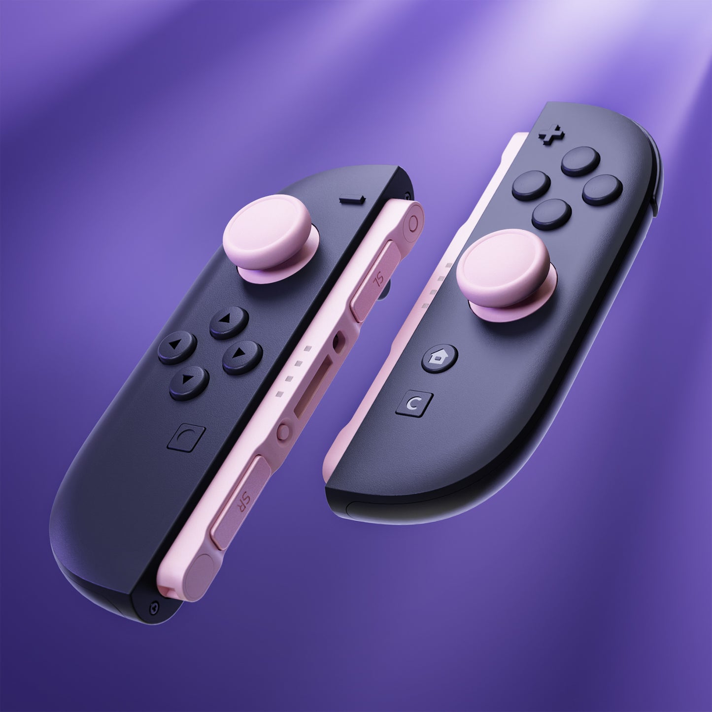 eXtremeRate Replacement 3D Joystick & Thumb Grips & Side Rail Shell Buttons for Nintendo Switch 2 JoyCon - Cherry Blossoms Pink